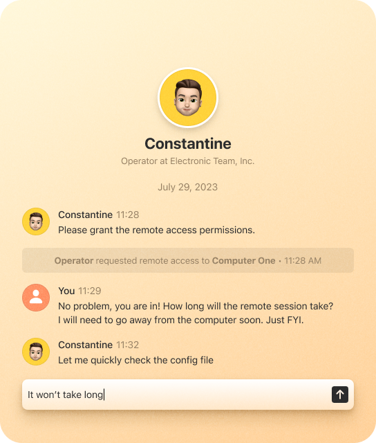 Integrated Support Chat Message clients instantly in a convenient built-in support chat