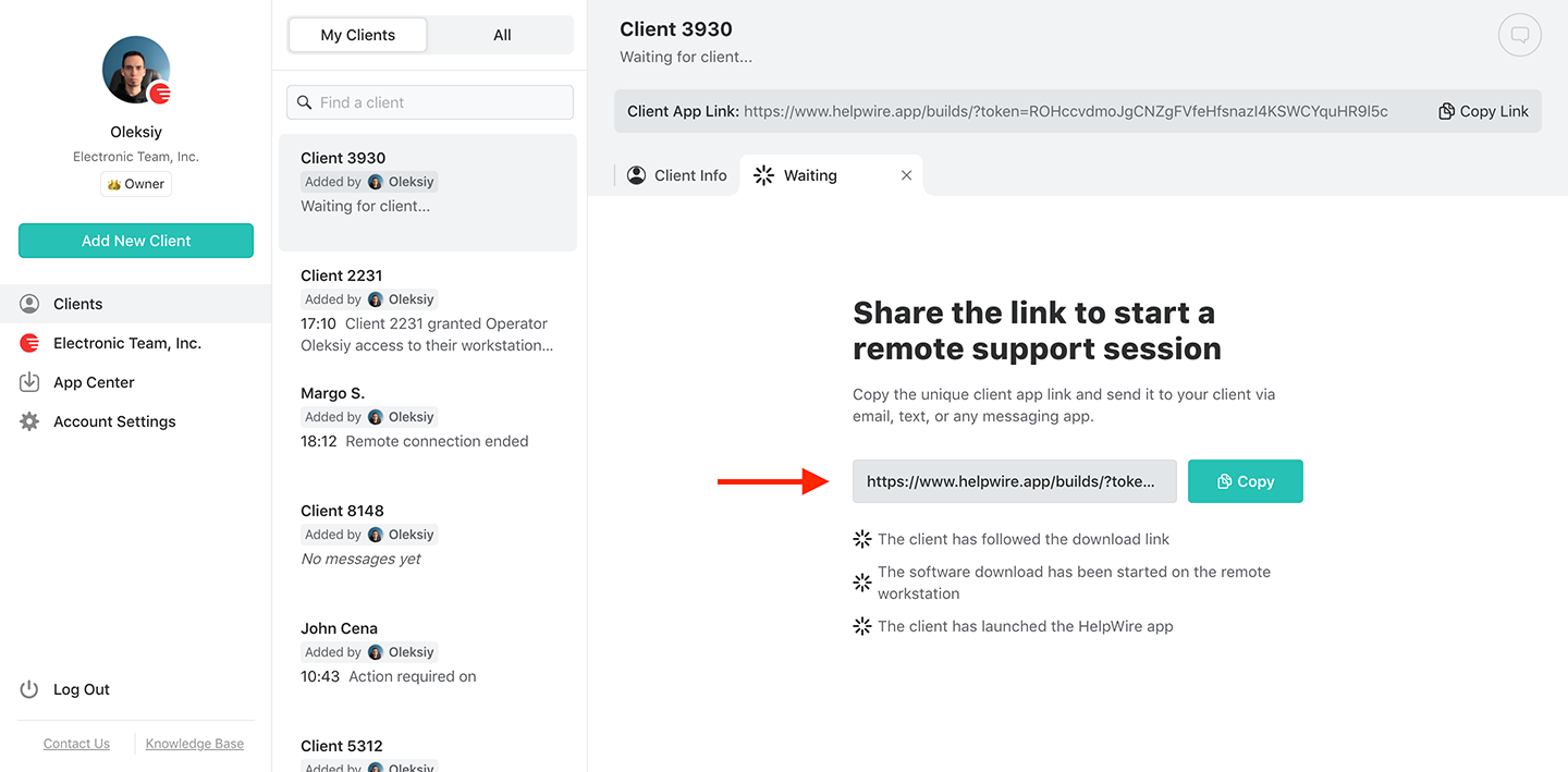 Send a connection link to access multiple monitors
